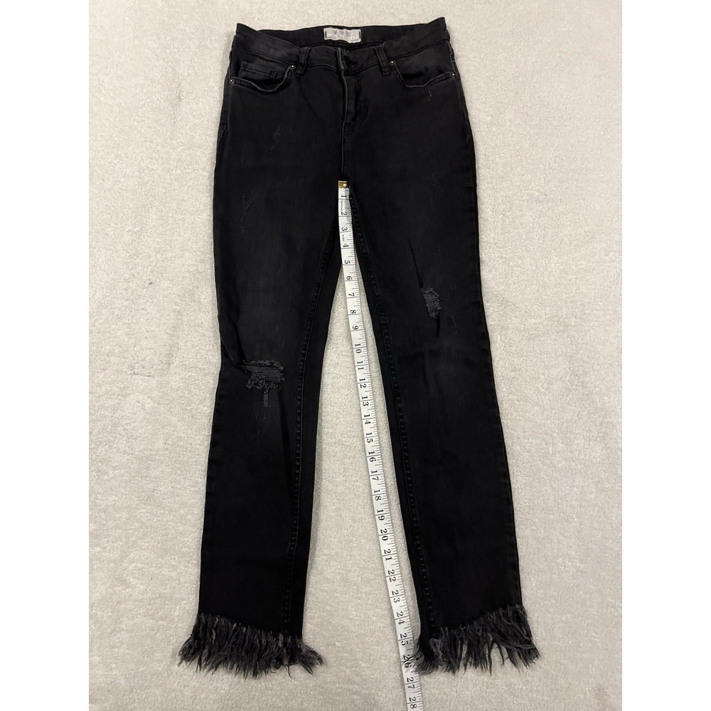 Women's We The Free People Jeans Denim Black Size 26 Skinny With A Lot Of Fringe